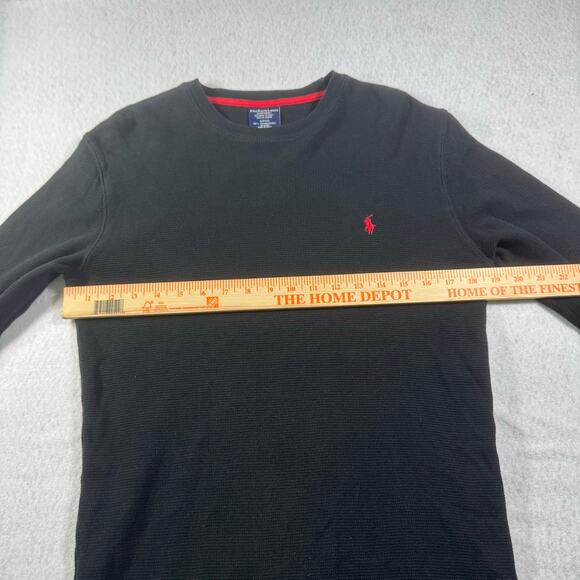 Polo Ralph Lauren Sleepwear Small Black with Red Pony Thermal Waffle Knit L/S - Picture 6 of 12